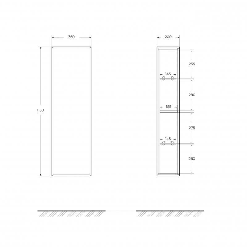 Колонна подвесная с одной распашной дверцей, реверсивная 35x20x115
