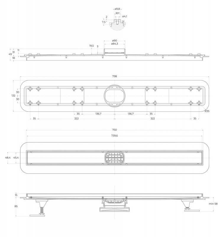 Душевой лоток BELBAGNO LUCE 60 см