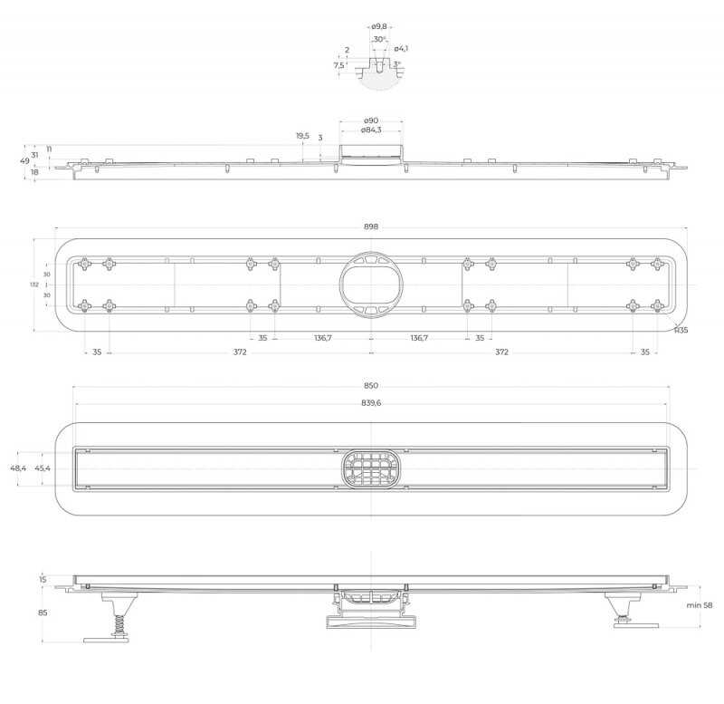 Душевой лоток BELBAGNO LUCE 60 см