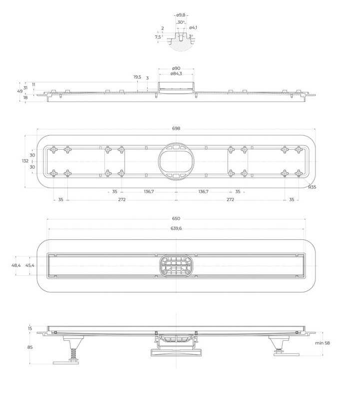 Душевой лоток BELBAGNO LUCE 60 см