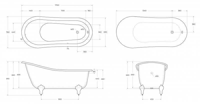 Комплект кронштейнов для крепления ног BelBagno BB06