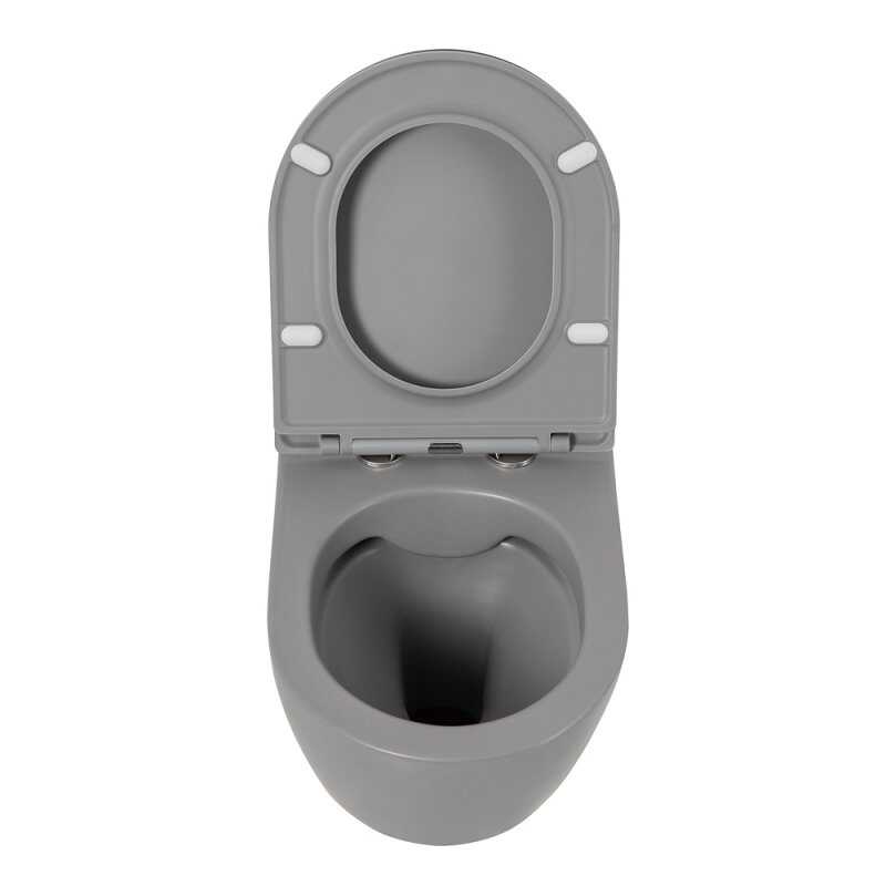 Сиденье дюропласт, soft close, металлическое крепление, серое матовое