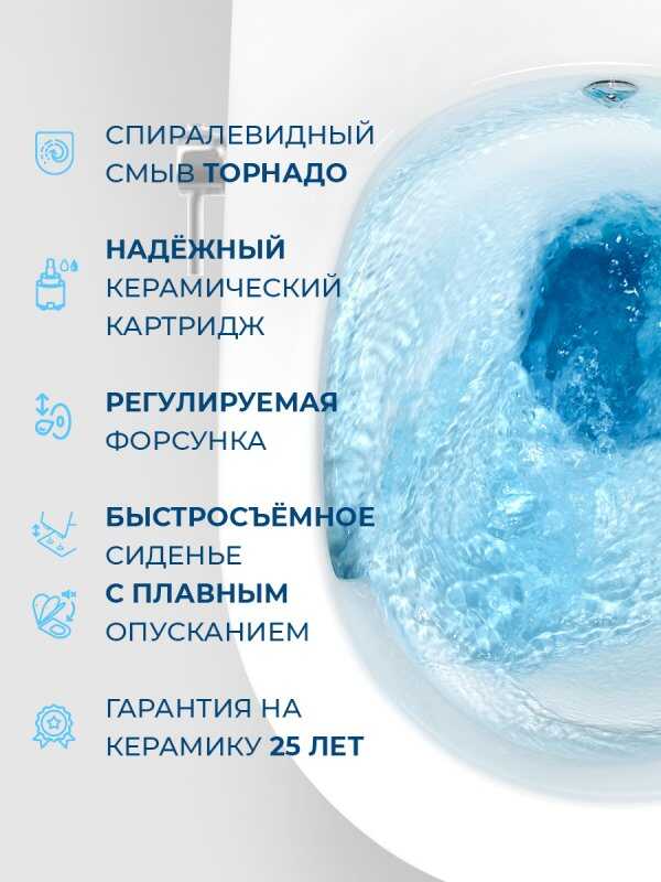 Унитаз подвесной с функцией биде, смесителем и крышкой-сиденьем в комплекте