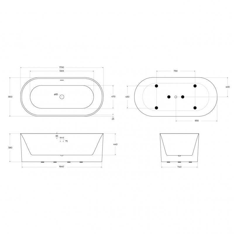 Ванна акриловая отдельностоящая BelBagno BB705