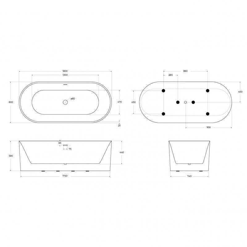Ванна акриловая отдельностоящая BelBagno BB705