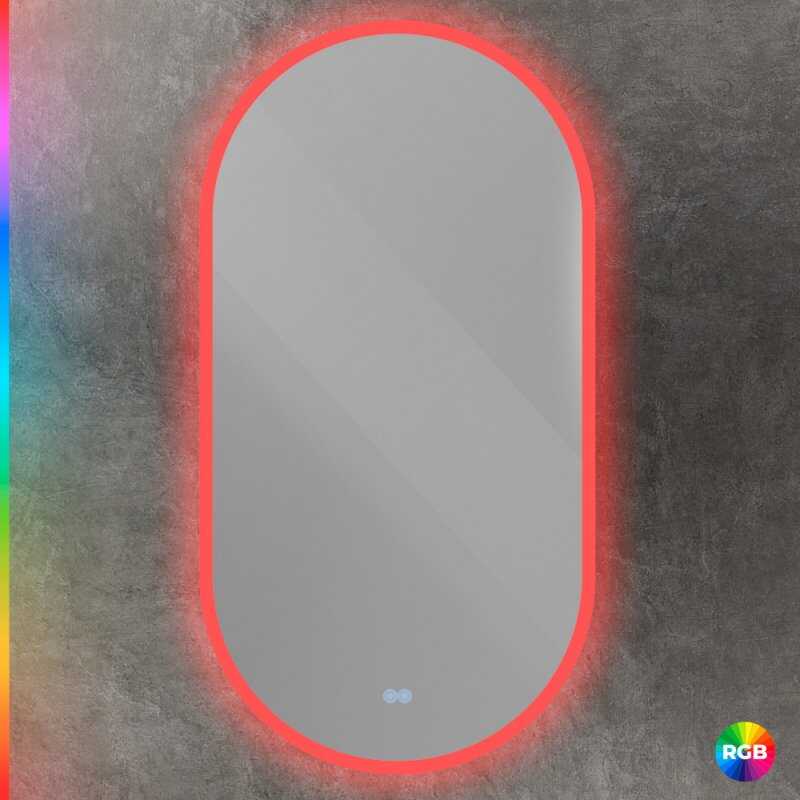 Зеркало с контурной разноцветной подсветкой RGB и сенсорным выключателем, 12V, 220-240V