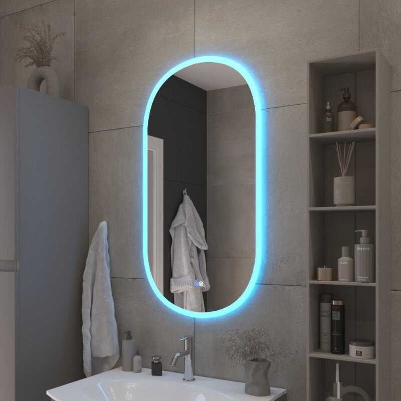 Зеркало с контурной разноцветной подсветкой RGB и сенсорным выключателем, 12V, 220-240V