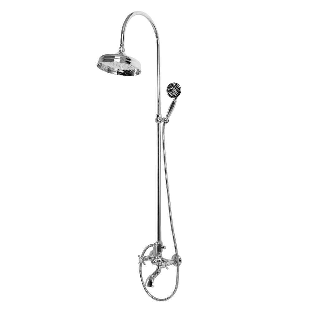 Душевая стойка со смесителем для ванны, верхним и ручным душем 20 см