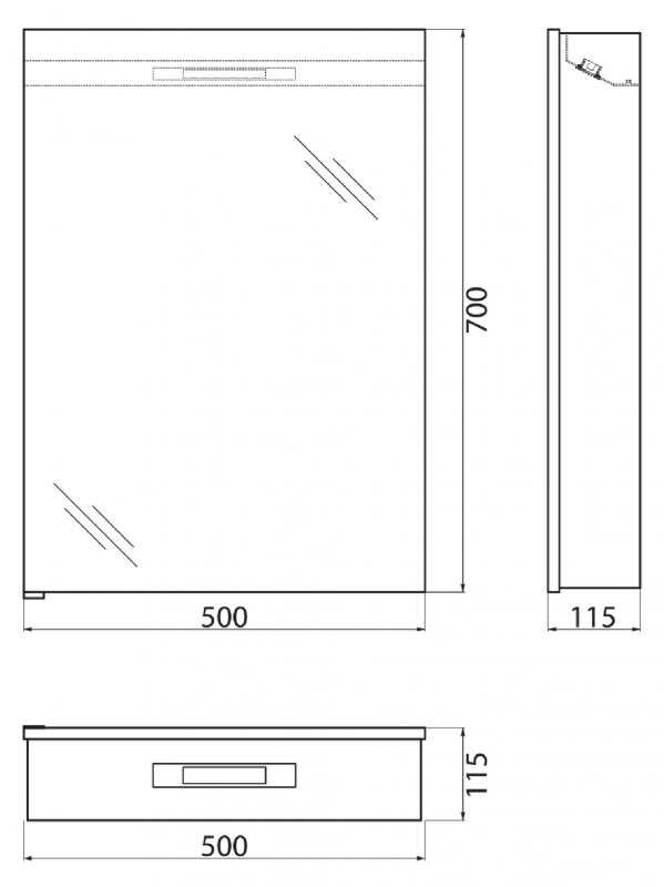 Зеркальный шкаф BELBAGNO SPC-1A-DL-BL-500