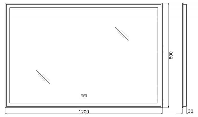 Зеркало с встроенным светильником и кнопочным выключателем 12W, 220-240V