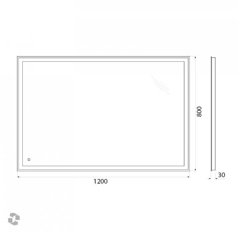 Зеркало с встроенным светильником и кнопочным выключателем 12W, 220-240V