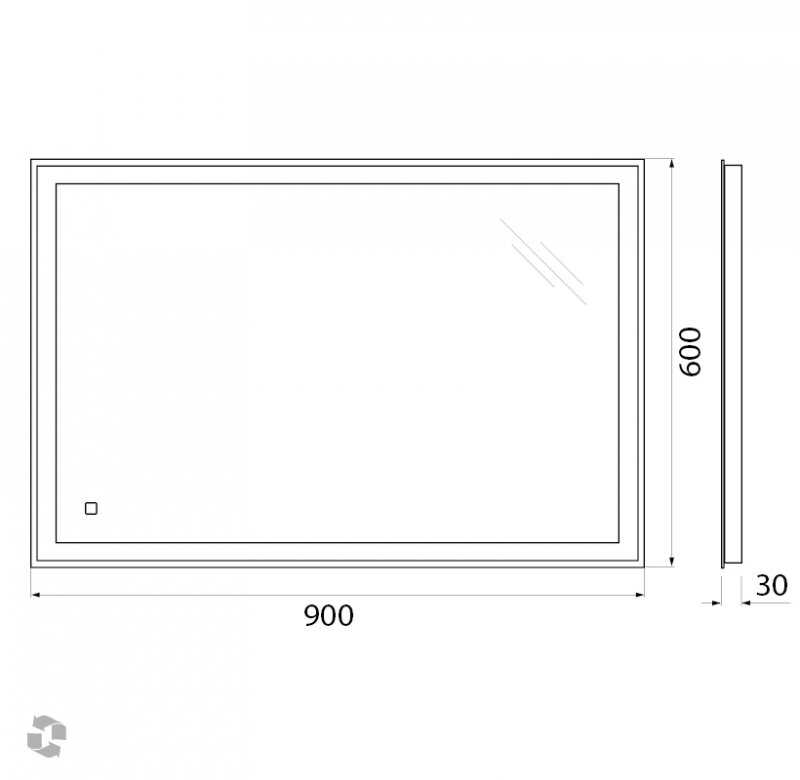 Зеркало с встроенным светильником и кнопочным выключателем 12W, 220-240V