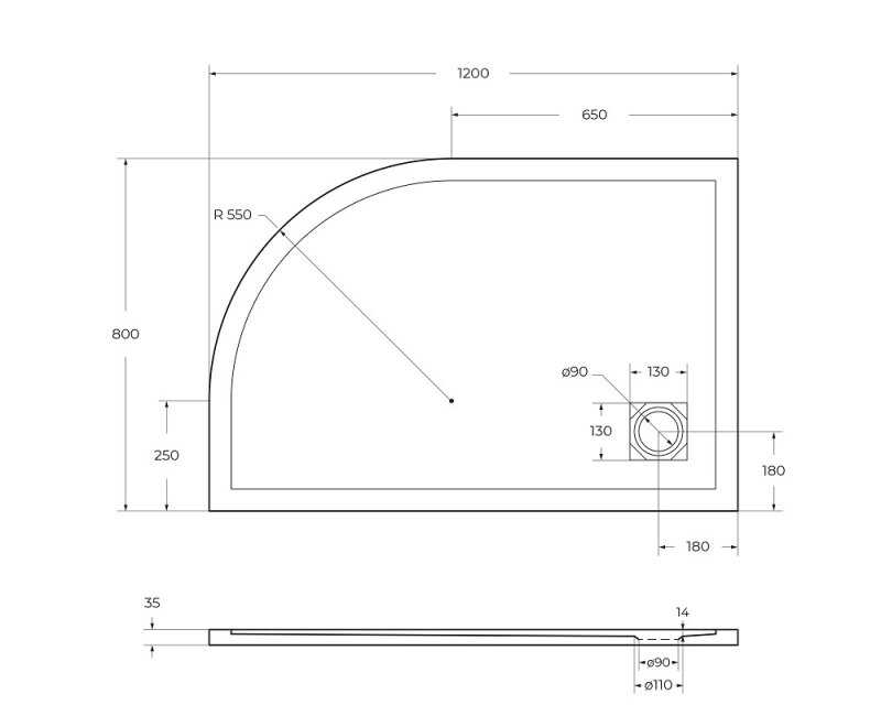 Поддон из искусственного мрамора BelBagno TRAY-MR-UNO-RH