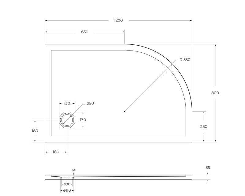 Поддон из искусственного мрамора BelBagno TRAY-MR-UNO-RH