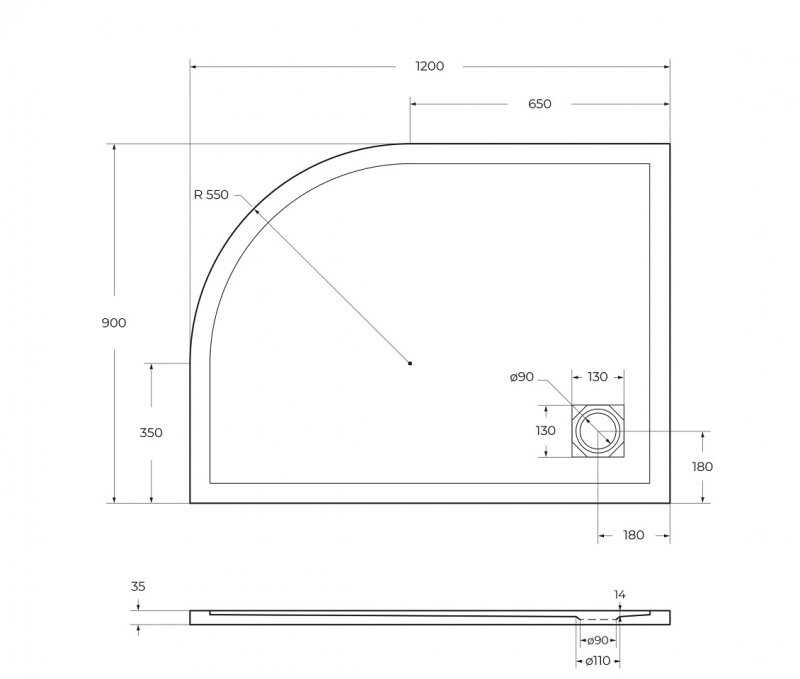 Поддон из искусственного мрамора BelBagno TRAY-MR-UNO-RH