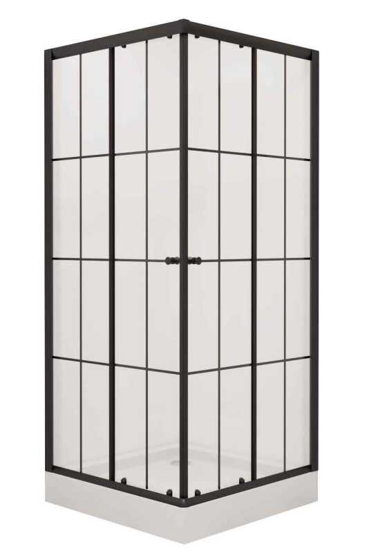Душевой уголок Niagara Nova NG-0100-14 (100х100х195) прямоугольник,низкий поддон,черный,двери раздвижные,стекло прозрачное с рисунком,2 места