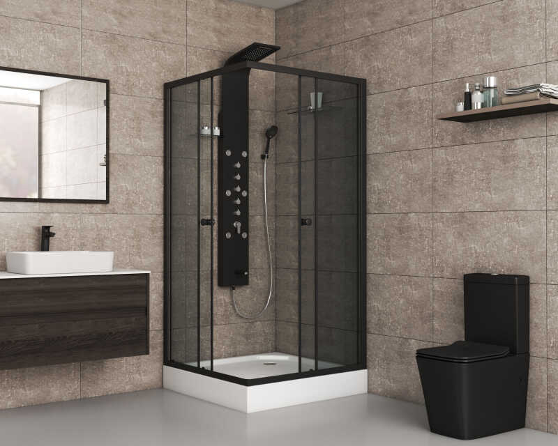 Душевой уголок Niagara Eco NG-010-14QT (100х100х195) низкий поддон(13см),черный,стекло тонированное,2 места