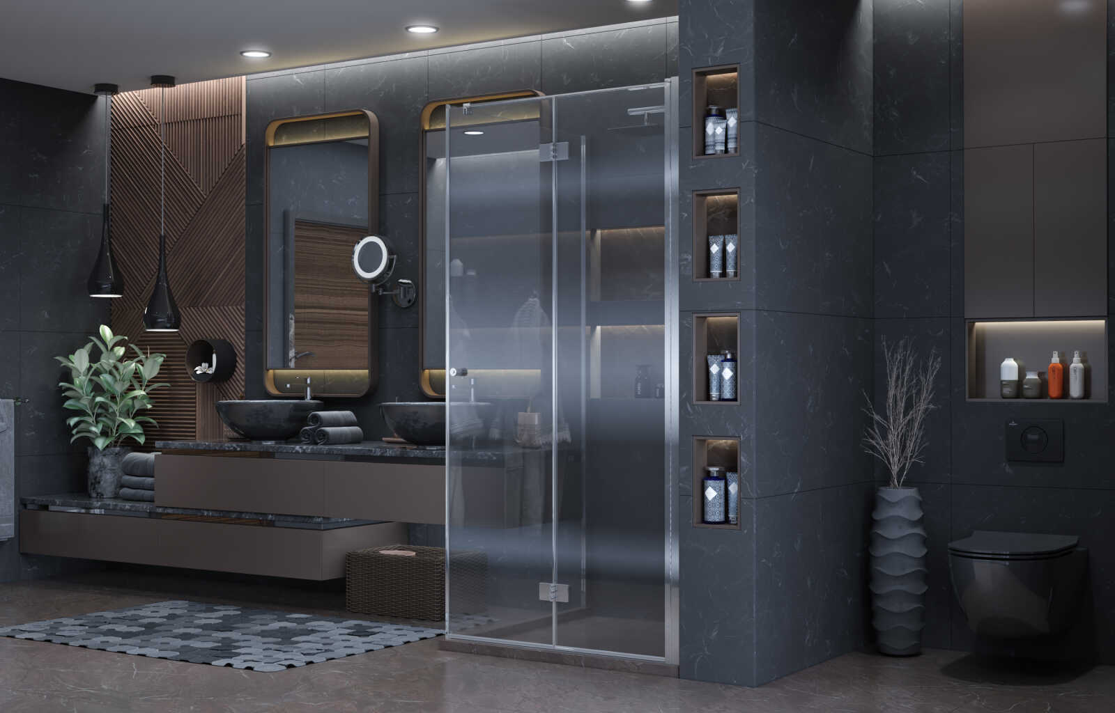 Душевое ограждение Ambassador Diamond 12011105R (90х90х200) квадрат,хром,стекло прозрачное,распашная-складная,1 место