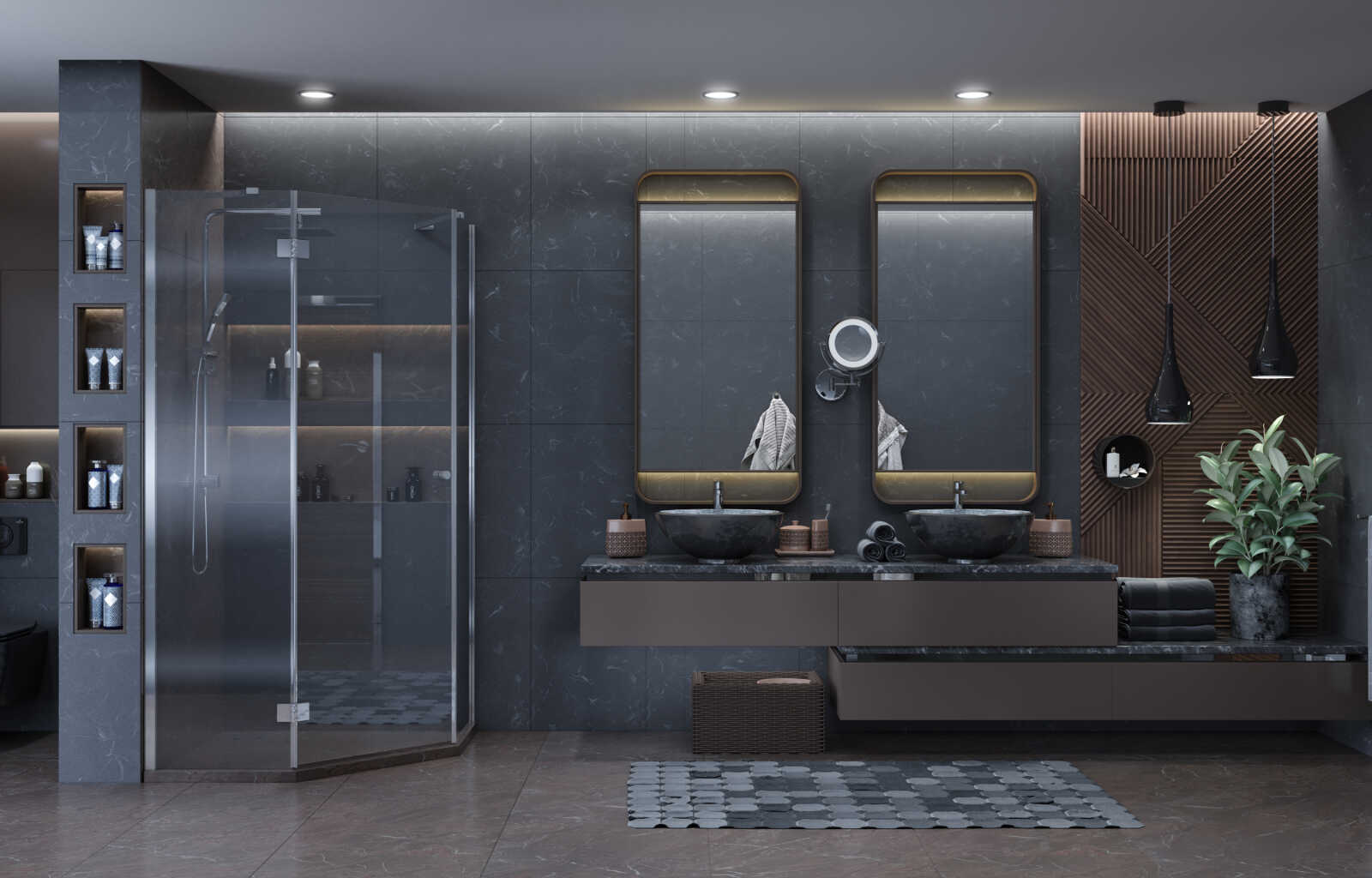 Душевое ограждение Ambassador Diamond 12011112L (100х100х200) трапеция,хром,стекло прозрачное,распашная,1 место