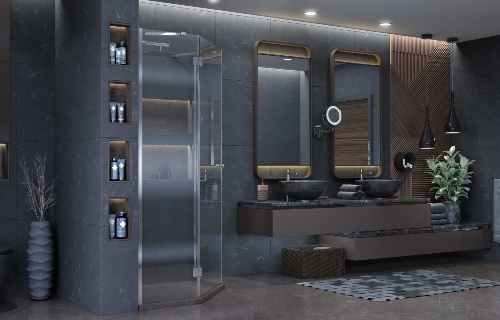 Душевое ограждение Ambassador Diamond 12011112L (100х100х200) трапеция,хром,стекло прозрачное,распашная,1 место