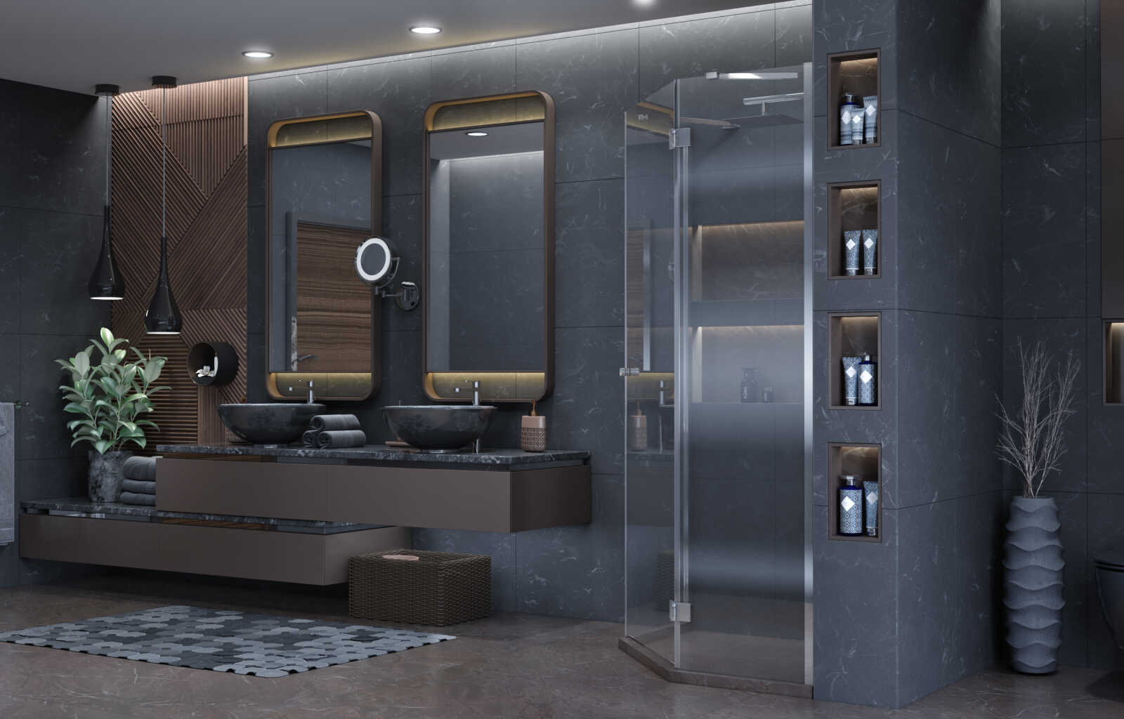 Душевое ограждение Ambassador Diamond 12011112R (100х100х200) трапеция,хром,стекло прозрачное,распашная,1 место