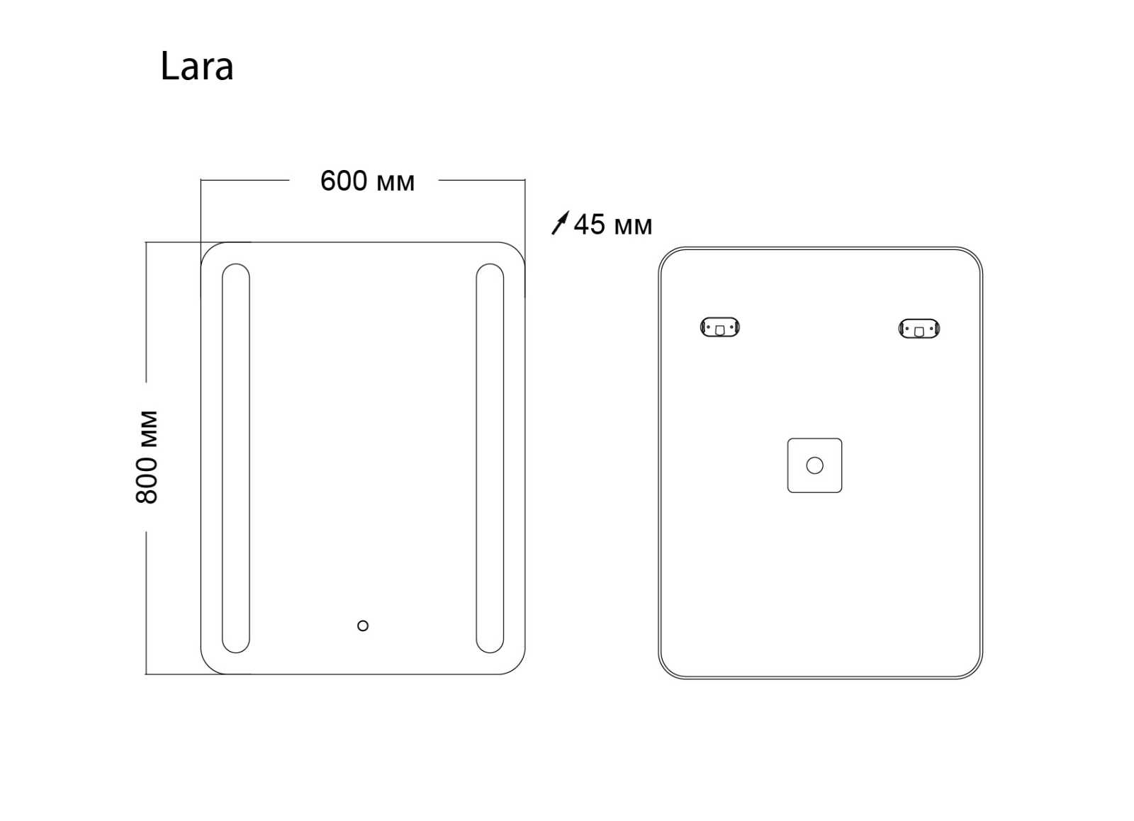 Зеркало LARA (600*800*45) LED с сенсорным выключателем и гравировкой