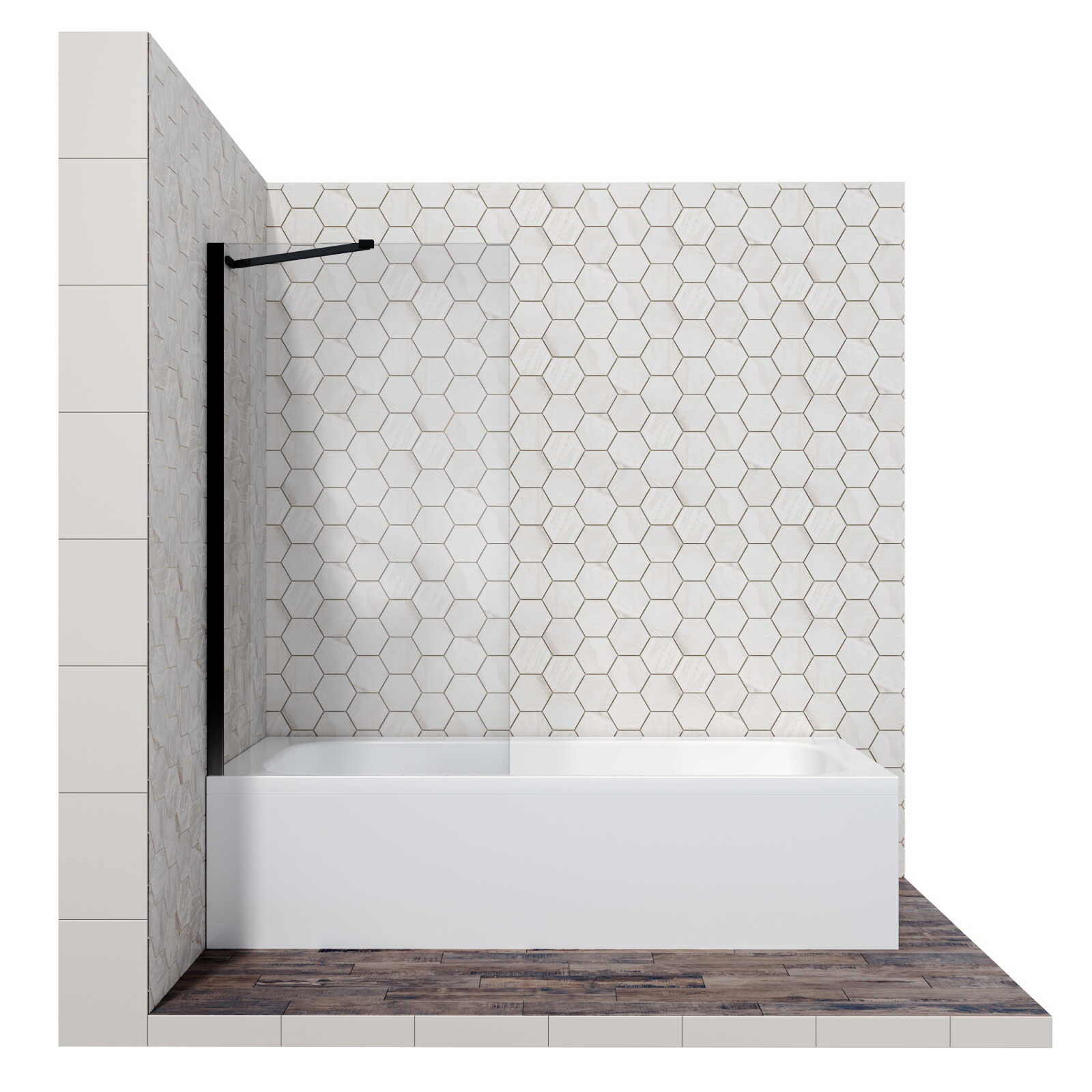 Шторка для ванны Ambassador Bath Screens 16041206 (70х140) черный,стекло прозрачное,неподвижное,1 место