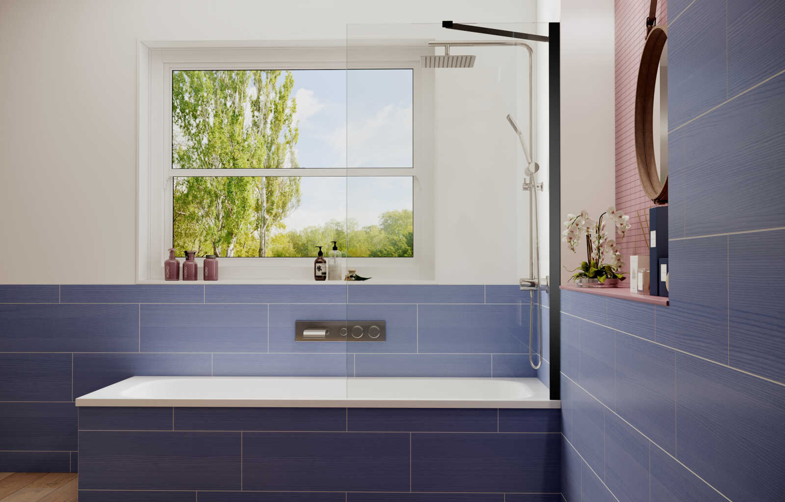 Шторка для ванны Ambassador Bath Screens 16041206 (70х140) черный,стекло прозрачное,неподвижное,1 место
