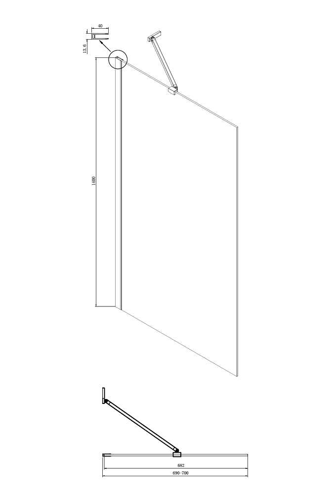 Шторка для ванны Ambassador Bath Screens 16041206 (70х140) черный,стекло прозрачное,неподвижное,1 место