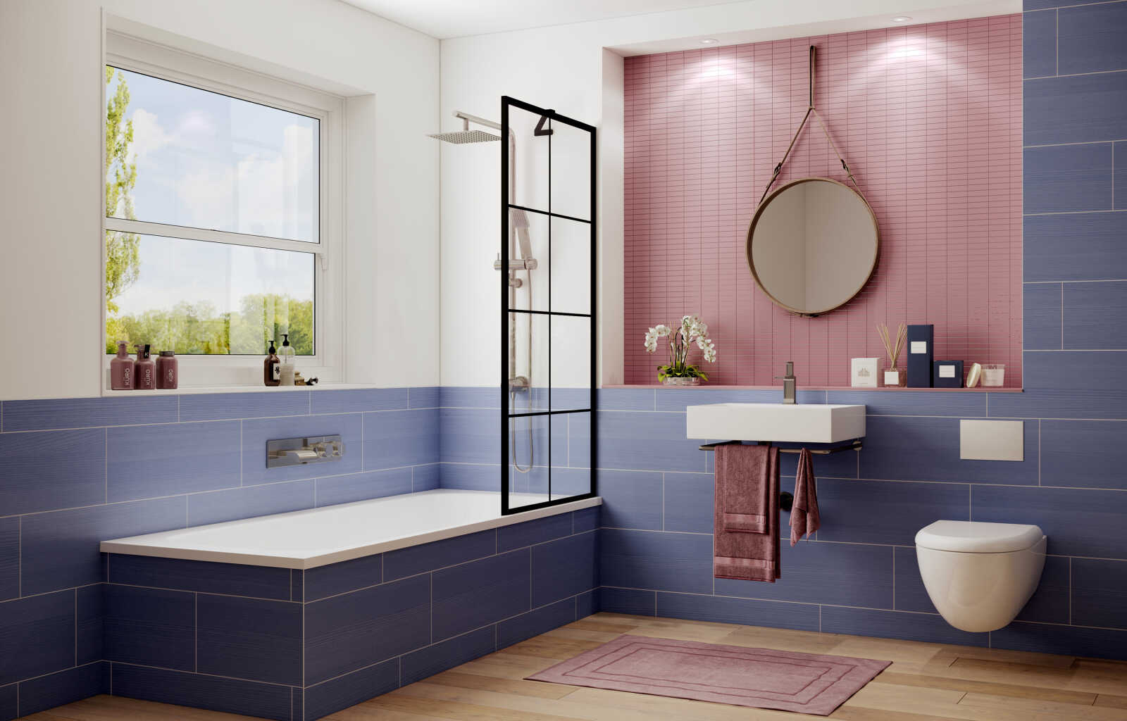 Шторка для ванны Ambassador Bath Screens 16041209 (80х140) черный,стекло прозрачное с рисунком,неподвижное,1 место