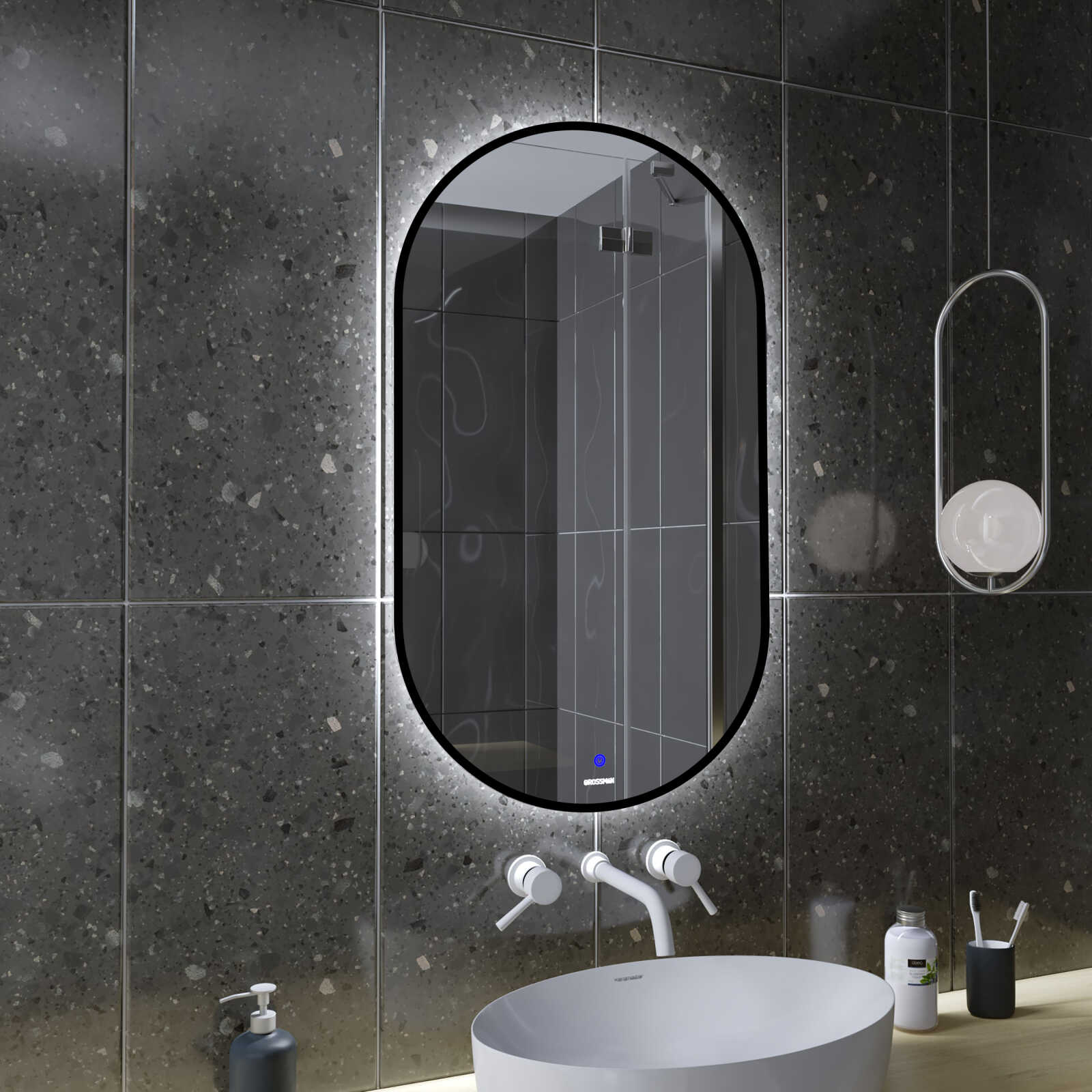 Зеркало NERO-промо BLACK (500*900*45) LED с сенсорным выключателем