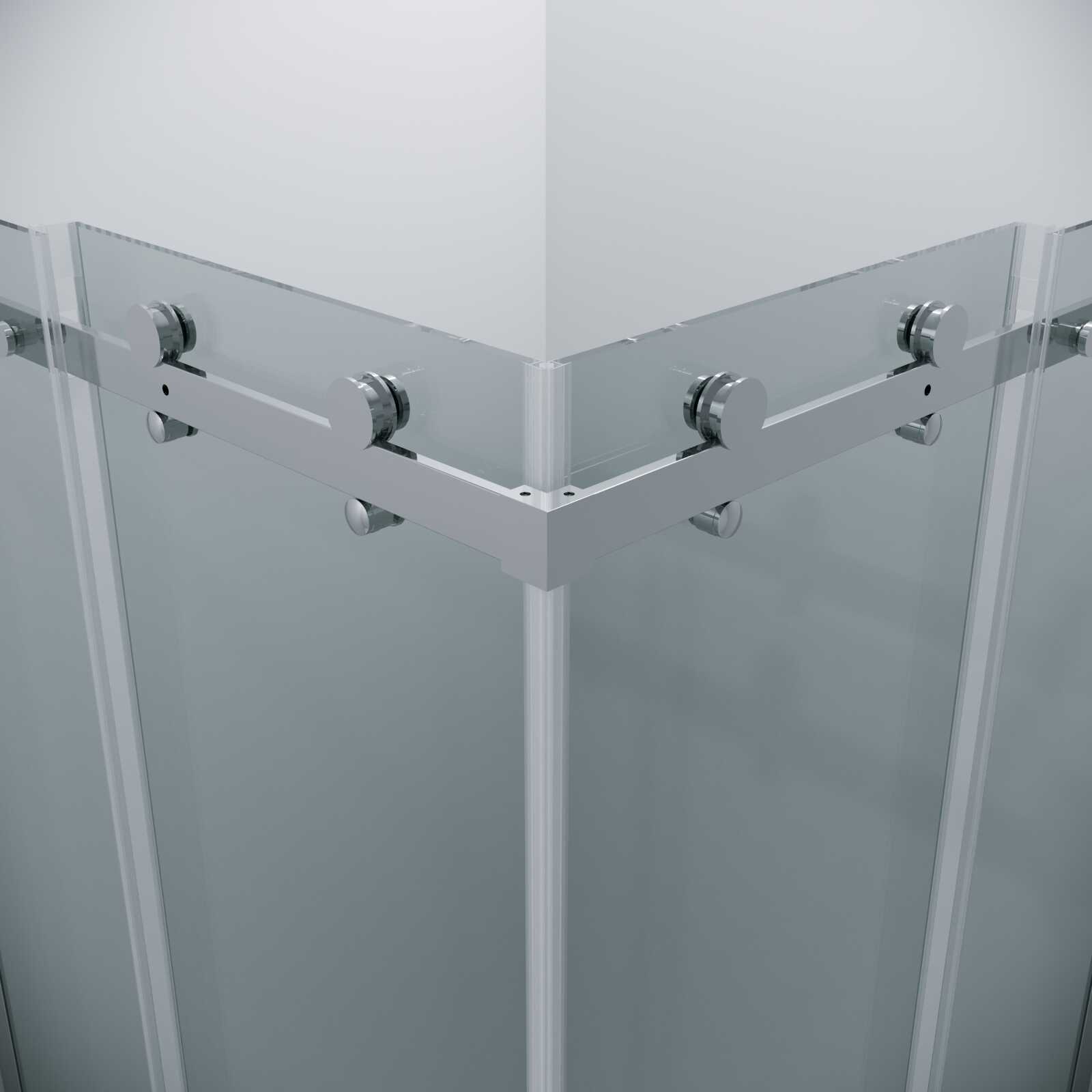 Душевое ограждение Grossman Classic 300.K33.04.8080.10.00 (80х80х195) квадрат,раздвижная,хром,стекло прозрачное, 2 места