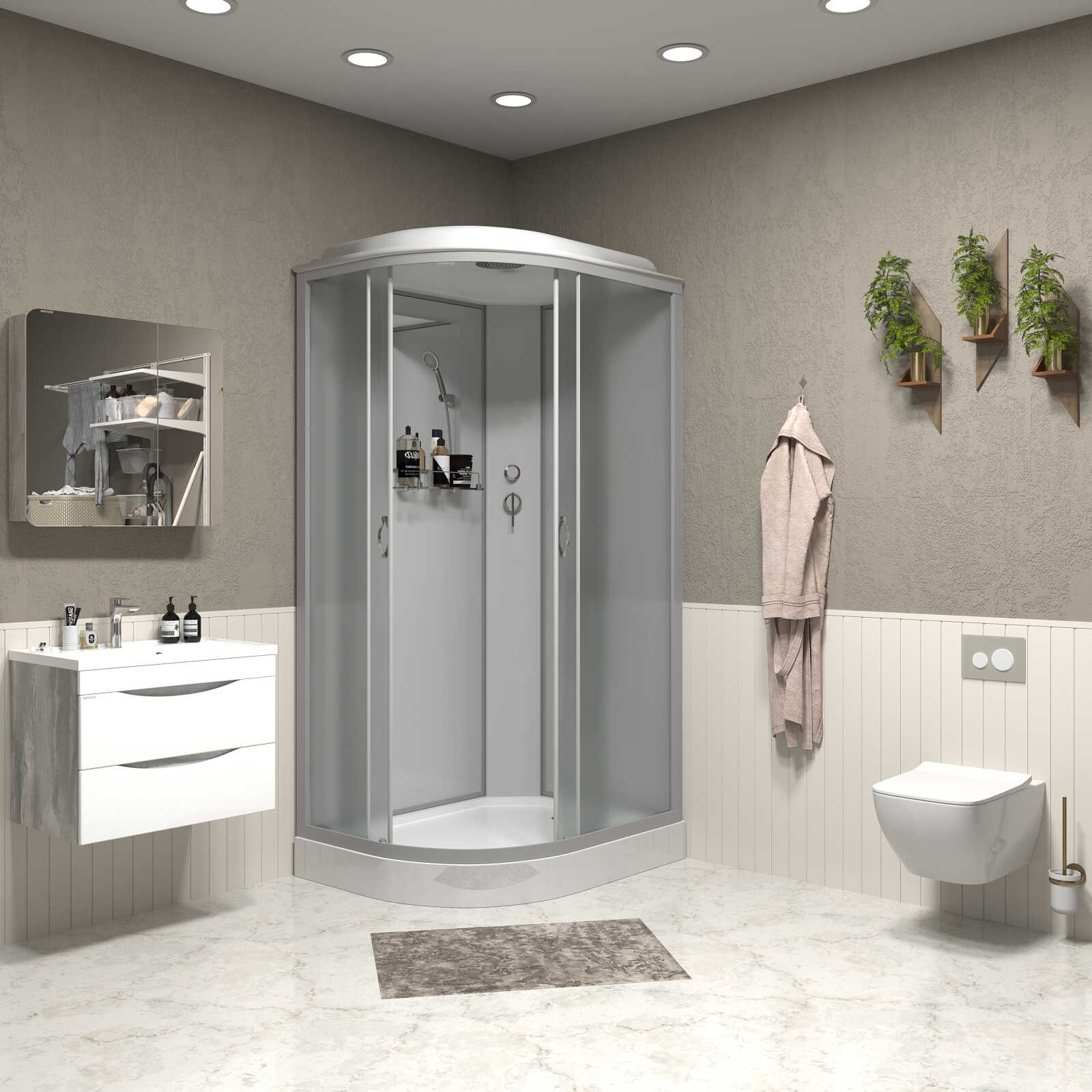 Душевая кабина Niagara Classic NG-3312-14R (120х80х215) низкий поддон(13см),стекло матовое,3 места