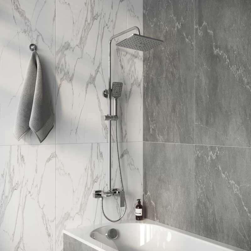 Душевая стойка Grossman Style 500.K35.05.100 с верхним душем,ручной лейкой и смесителем,хром глянцевый,1 место