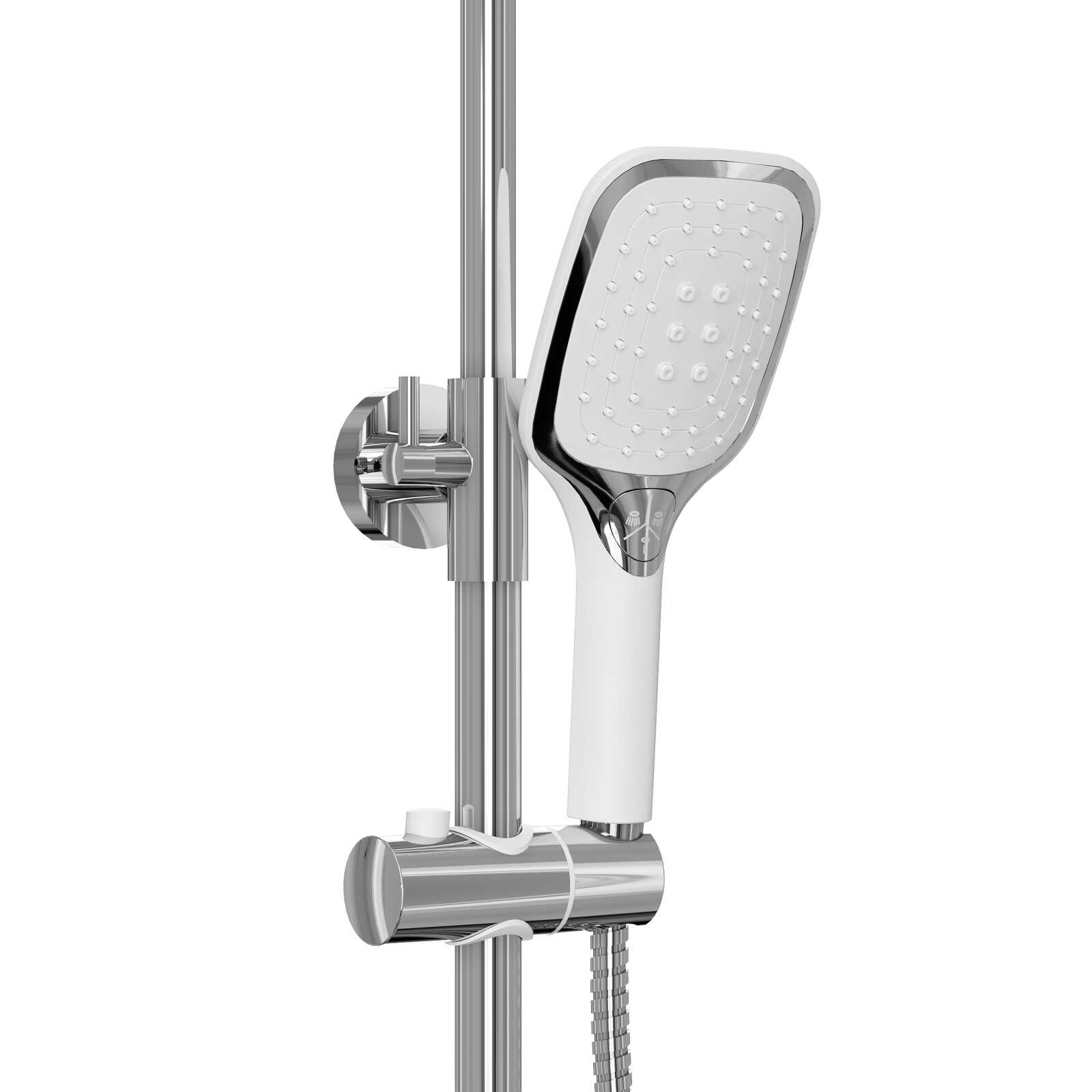 Душевая стойка Grossman Alba 500.K35.06.100/000 с верхним душем,ручной лейкой и смесителем,хром с белым,1 место