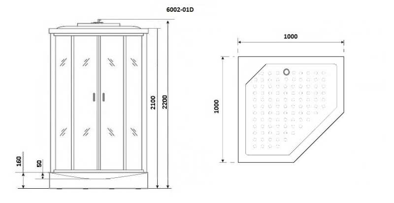 Душевая кабина Niagara Premium NG-6002-01D (100х100х220) низкий поддон(16 см),стекло прозрачное,4 места