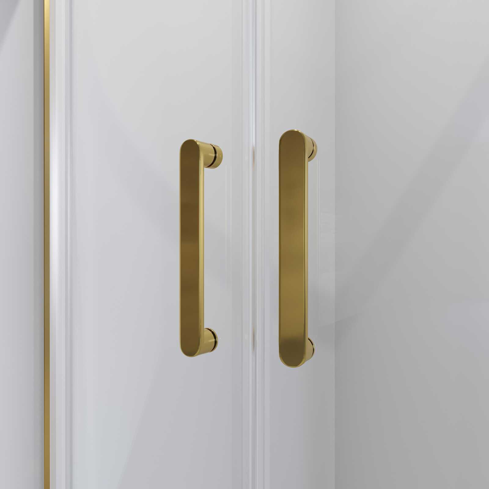 Душевое ограждение Niagara Nova NG-6407-08GOLD (100х100х195) четверть круга,золото,двери раздвижные,стекло прозрачное,1 место