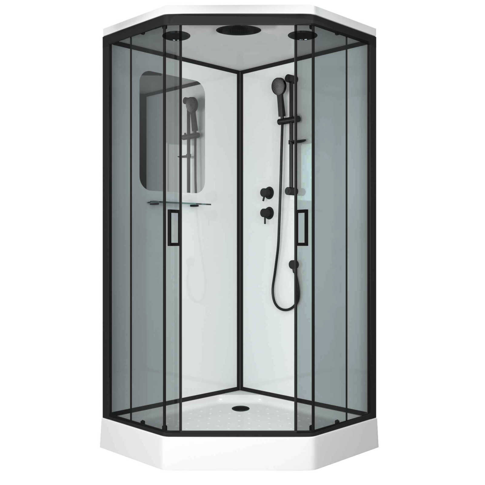 Душевая кабина Niagara Premium NG-6901-01D BLACK (90х90х220) низкий поддон(16 см),черный,стекло тонированное,4 места