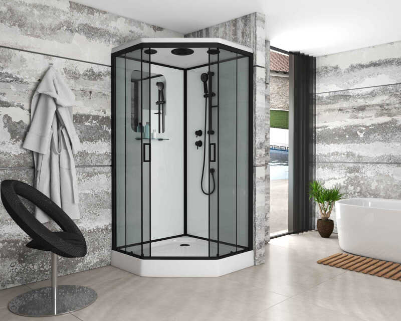 Душевая кабина Niagara Premium NG-6902-01D BLACK (100х100х220) низкий поддон(16 см),черный,стекло тонированное,4 места