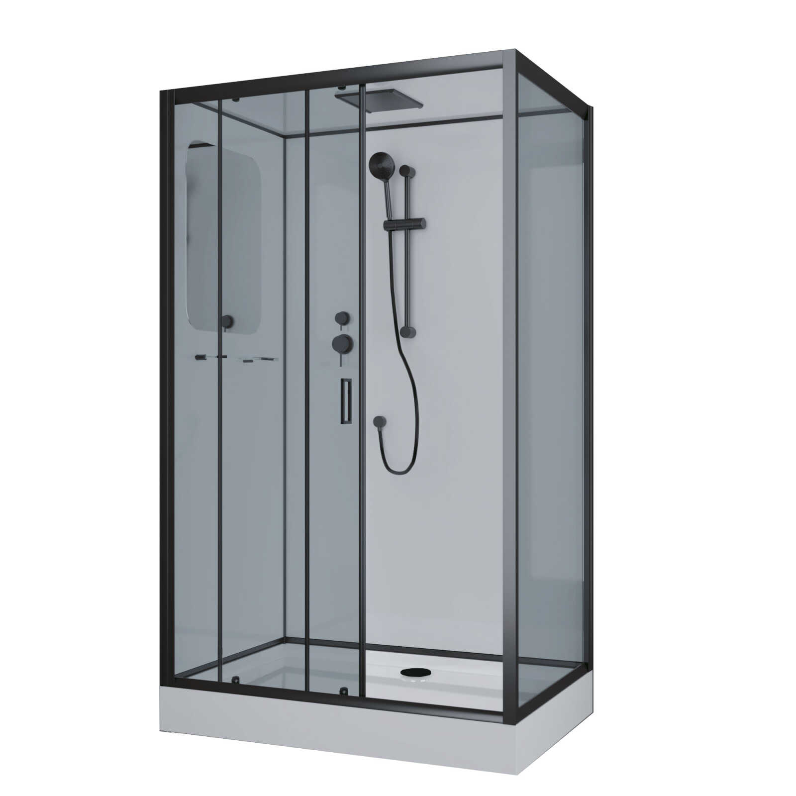 Душевая кабина Niagara Premium NG-6912-01QL BLACK (120х80х210) низкий поддон(16 см),черный,стекло тонированное,4 места