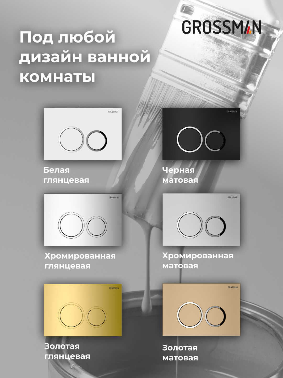 Клавиша смыва Grossman Galaxy 700.K31.01.000.000 белая глянцевая,1 место