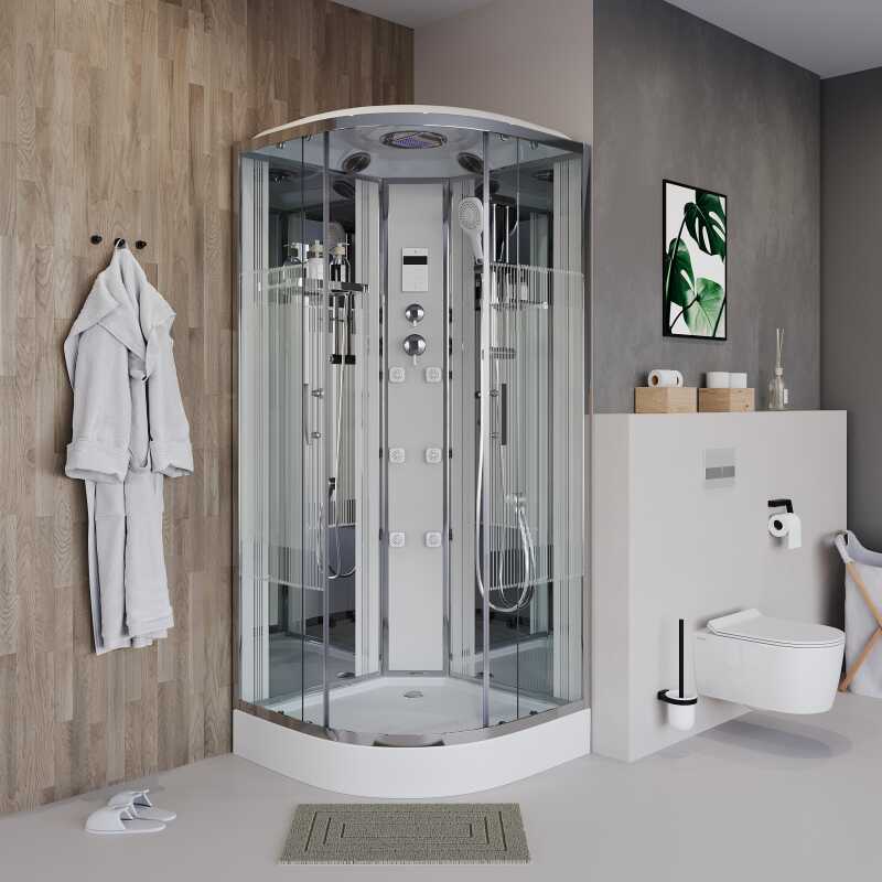 Душевая кабина Niagara Ultra NG-7012-01 (120х120х220) низкий поддон(16см),стекло прозрачное с рисунком,4 места