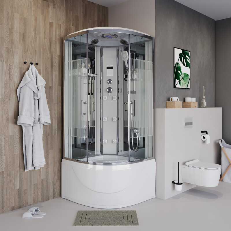 Душевая кабина Niagara Ultra NG-709-01 (100х100х220) высокий поддон(48см),стекло прозрачное с рисунком,4 места