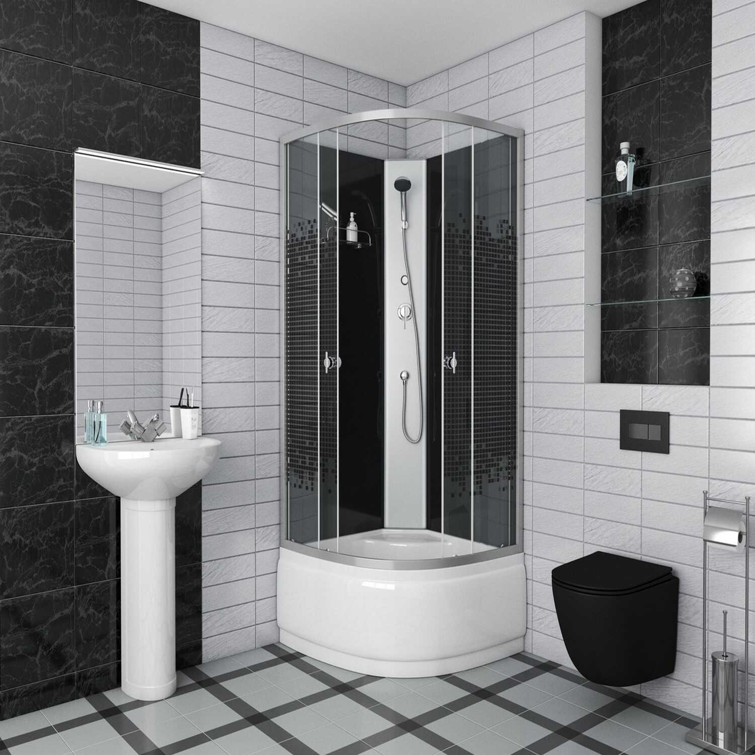 Душевая кабина Niagara Eco NG-7508-14BK (90х90х200) высокий поддон(40см),стекло мозаика,4 места