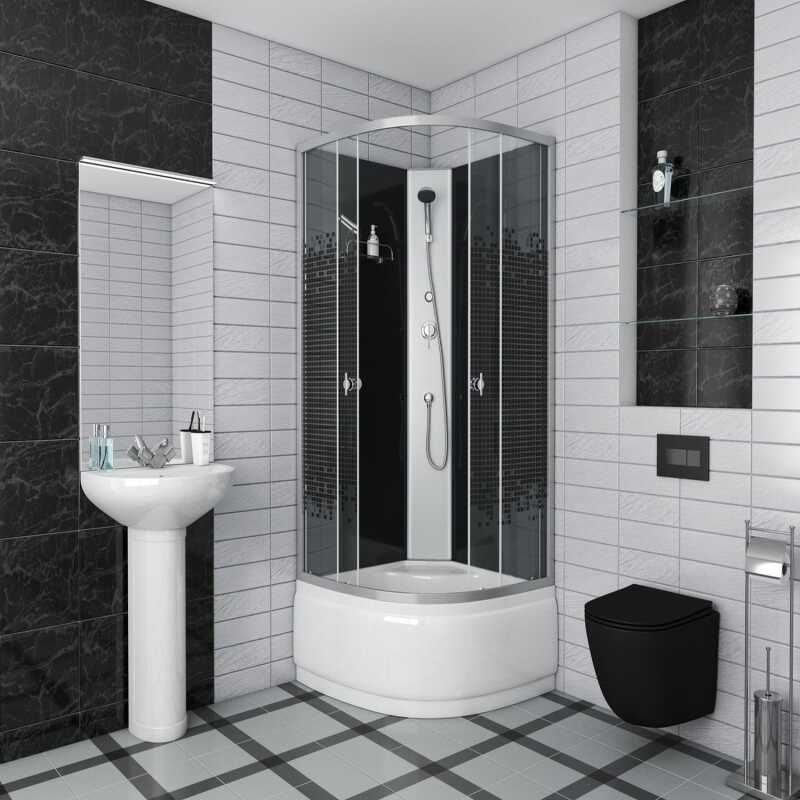 Душевая кабина Niagara Eco NG-7508-14BK (90х90х200) высокий поддон(40см),стекло мозаика,4 места
