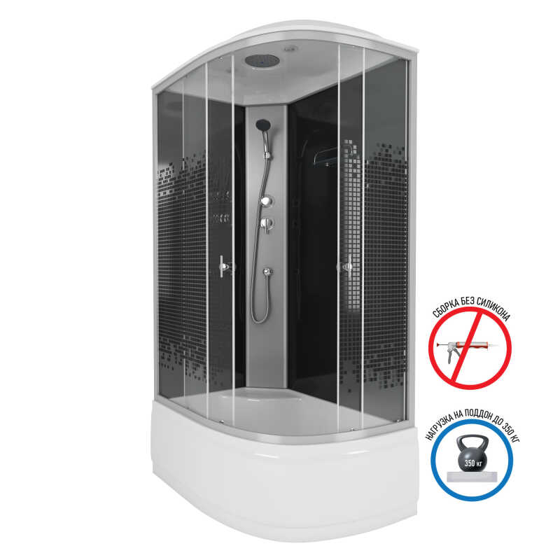 Душевая кабина Niagara Eco NG-7510-14L BLACK (120х80х215) высокий поддон(40см),стекло мозаика,4 места