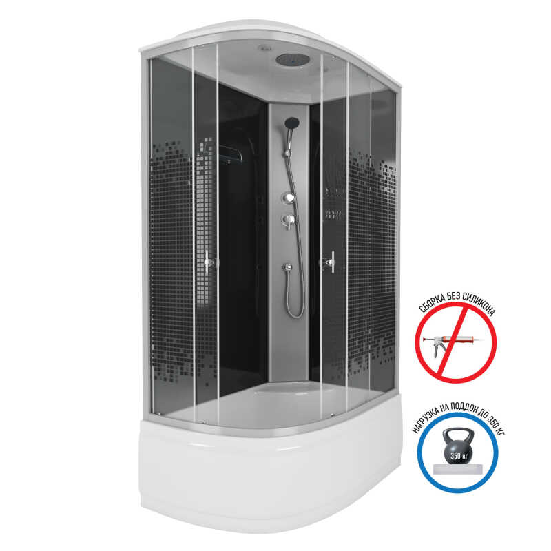 Душевая кабина Niagara Eco NG-7510-14R BLACK (120х80х215) высокий поддон(40см),стекло мозаика,4 места