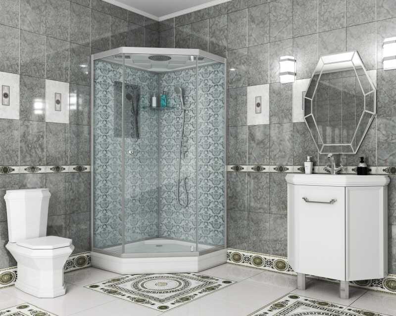 Душевая кабина Niagara Luxe NG-7701DW (90x90х210) низкий поддон(15см),дверь распашная,стенки серебро,3 места
