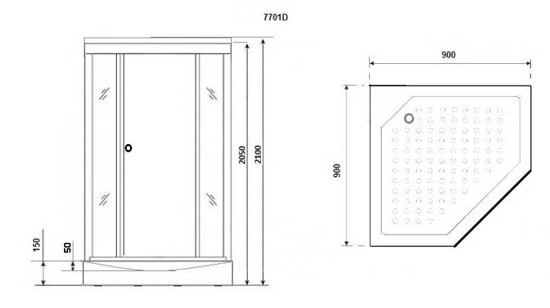 Душевая кабина Niagara Luxe NG-7701DW (90x90х210) низкий поддон(15см),дверь распашная,стенки серебро,3 места