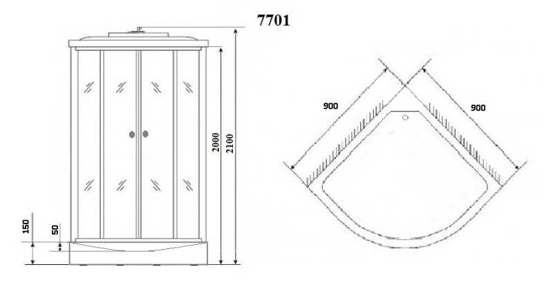 Душевая кабина Niagara Luxe NG-7701G (90x90х210) низкий поддон(15см),дверь раздвижная,стенки золото,3 места